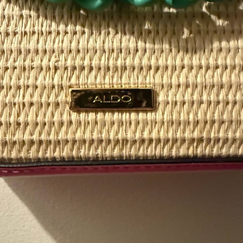 Aldo Colorblock Woven Straw Bag w/ Chain - Picture 4 of 10